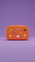 Active Orange Lunch Box with Fun Icons