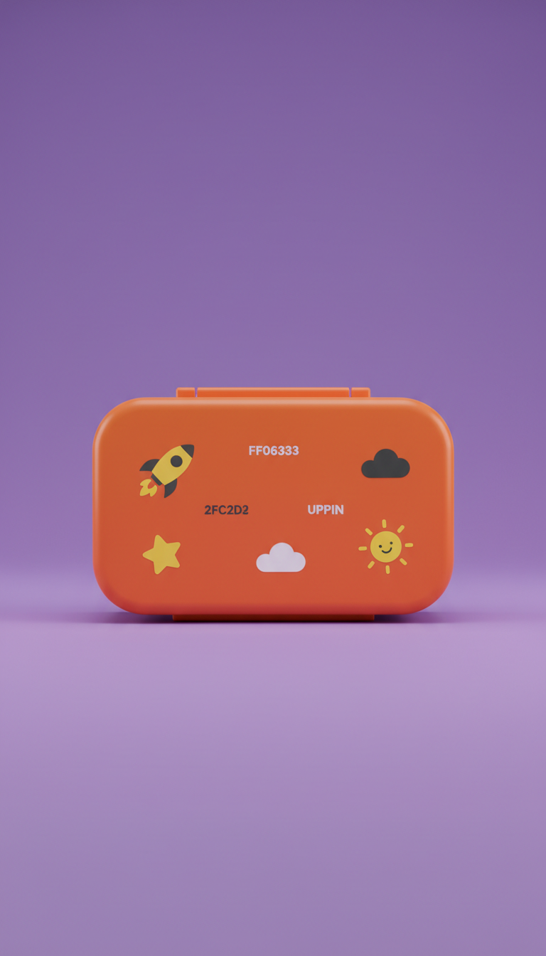 Active Orange Lunch Box with Fun Icons